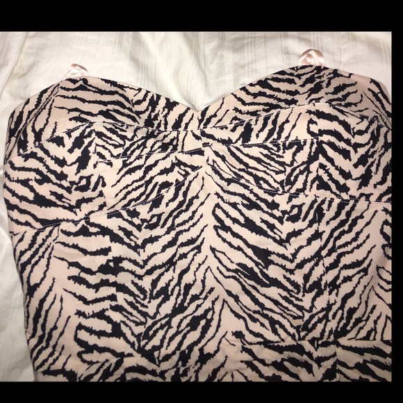 BCBGeneration Pink Black Zebra Print strapless - Picture 2 of 6